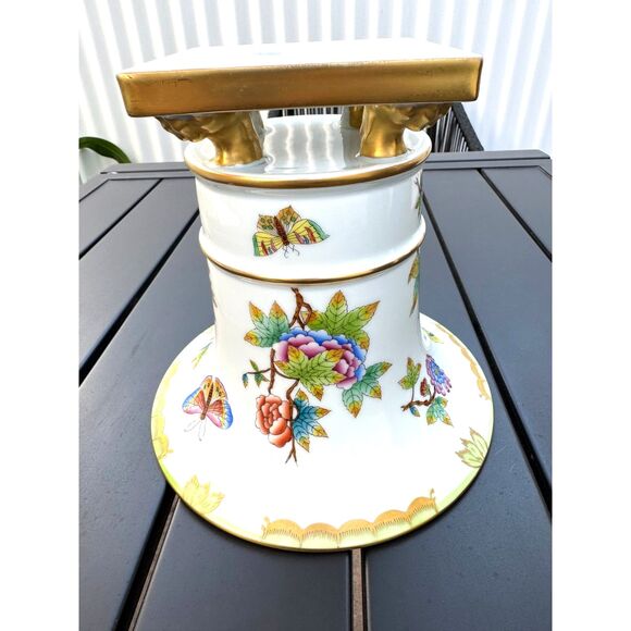 VTG Herend Queen Victoria Green Border Butterfly Claw Foot Urn Vase SZ 7.5"H - Picture 14 of 15